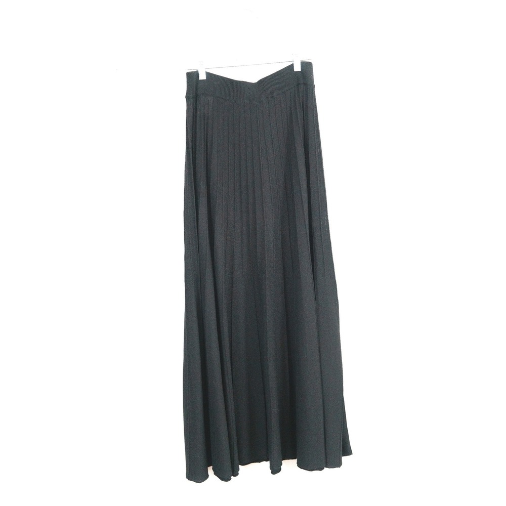 Kotn Ribbed Maxi Skirt Black Accordian Viscose M/M